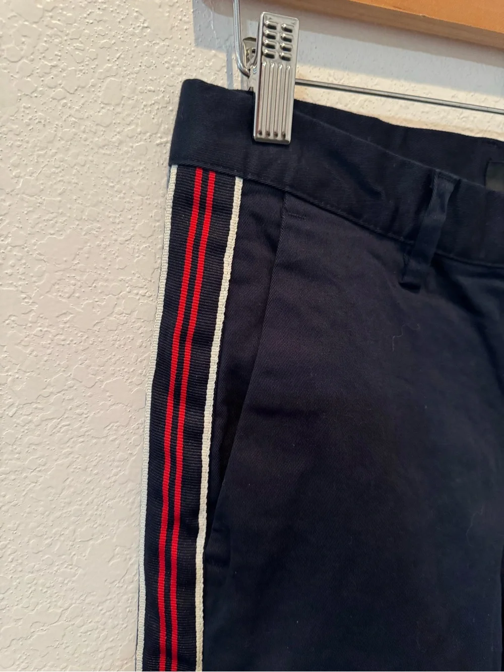 Zara Man Black Chinos with Red and White Side Stripes